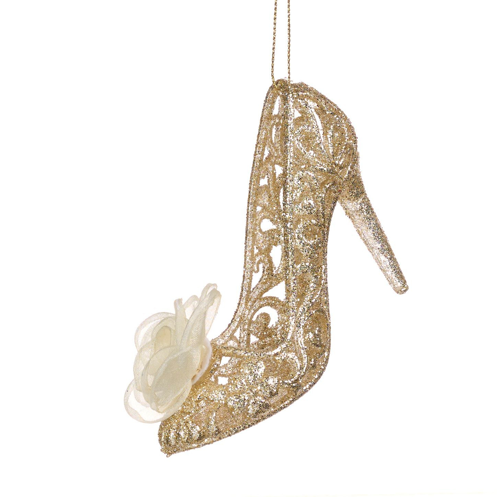 Украшение на елку 11см Goodwill Туфелька кремово-золотая