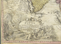 Йохан Баптист Хоманн. Карта Азии. XVIII век. Гравюра с подрисовкой. Нюрнберг, Германия. 70х79,5 см