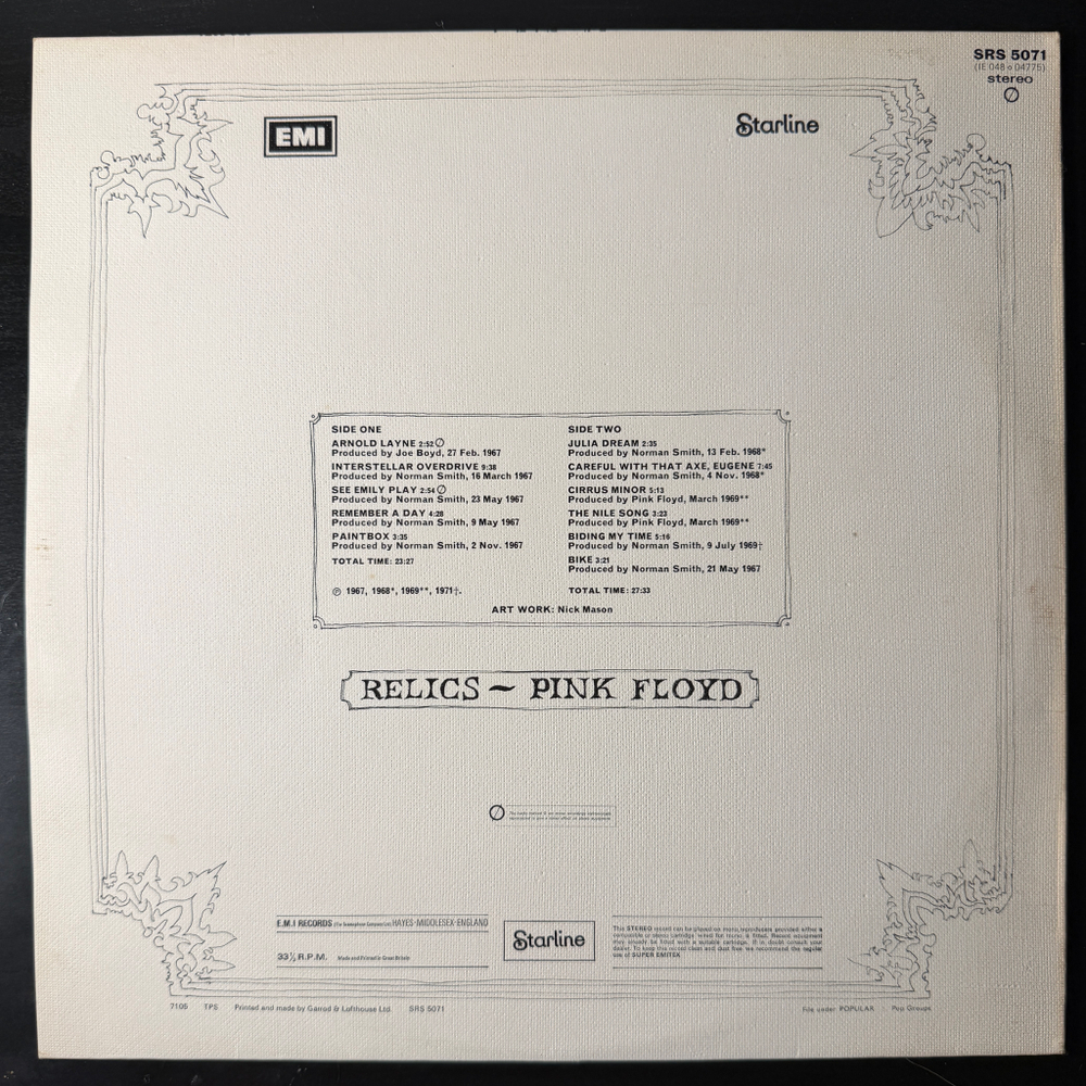 Pink Floyd ‎– Relics (Англия 1974г.)
