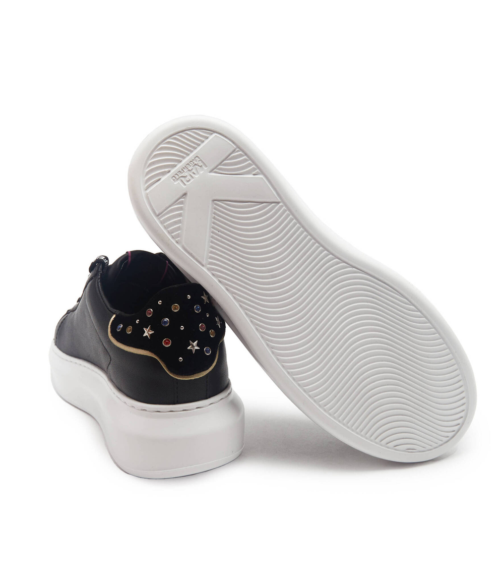 Кожаные кроссовки kapri ikon rhinestone tab Karl Lagerfeld - черный(KL62547)