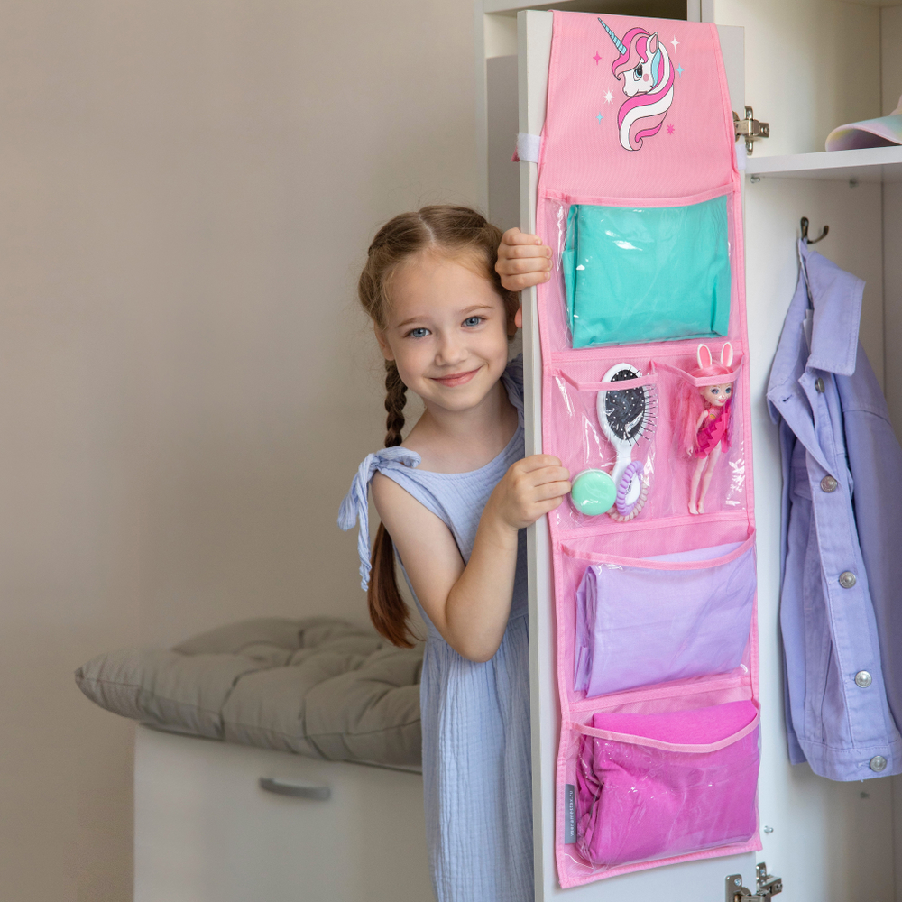 Набор для детского сада: кармашек, чехол, наклейки. Единорожек