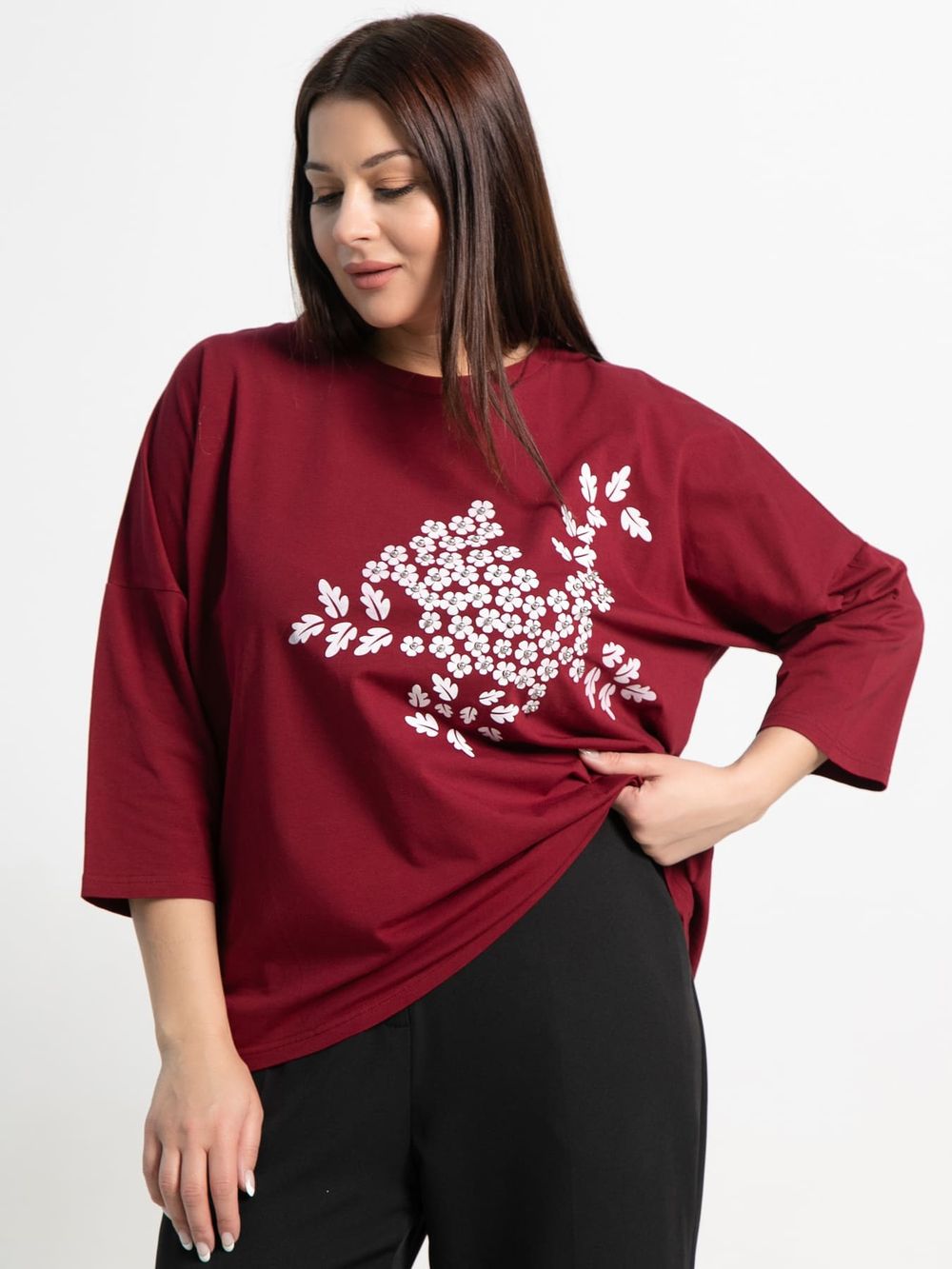 Блуза Ромашка (бордовая) Б15383-24М LT Collection