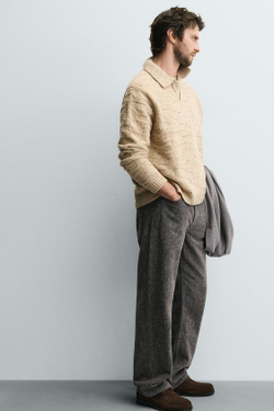 ZARA ДЖИНСЫ ПРЯМОГО КРОЯ ИЗ МЯГКОЙ ТКАНИ, СЕРЫЙ