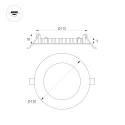 Светильник MS-EDGE-R120-6W Day4000 (WH, 115 deg, 230V) (Arlight, IP44 Металл, 3 года) 041903