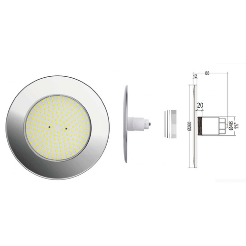 Cветильник N861, LED, RGB 2 пр., встраиваемый, 1 ½", 35Вт, 12ВAC, AISI-316