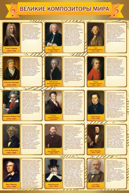 &nbsp;Стенд "Великие композиторы мира" МШ-0125