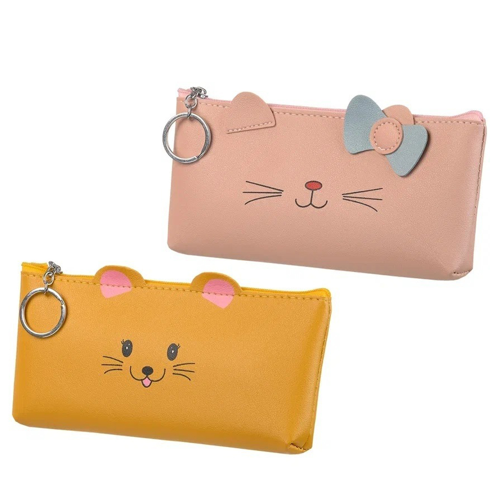 Пенал-косметичка Basir без наполнения, 19*9*5 см, серия "Усики", из кожзама, ассорти