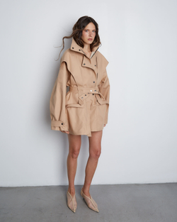 Тренч на молнии из хлопка Бербери кэмел