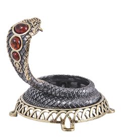 Народные промыслы AM-4020 Подсвечник «Кобра Королевская « (латунь, янтарь)