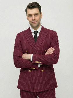 Мужской костюм двубортный (красный) А75
