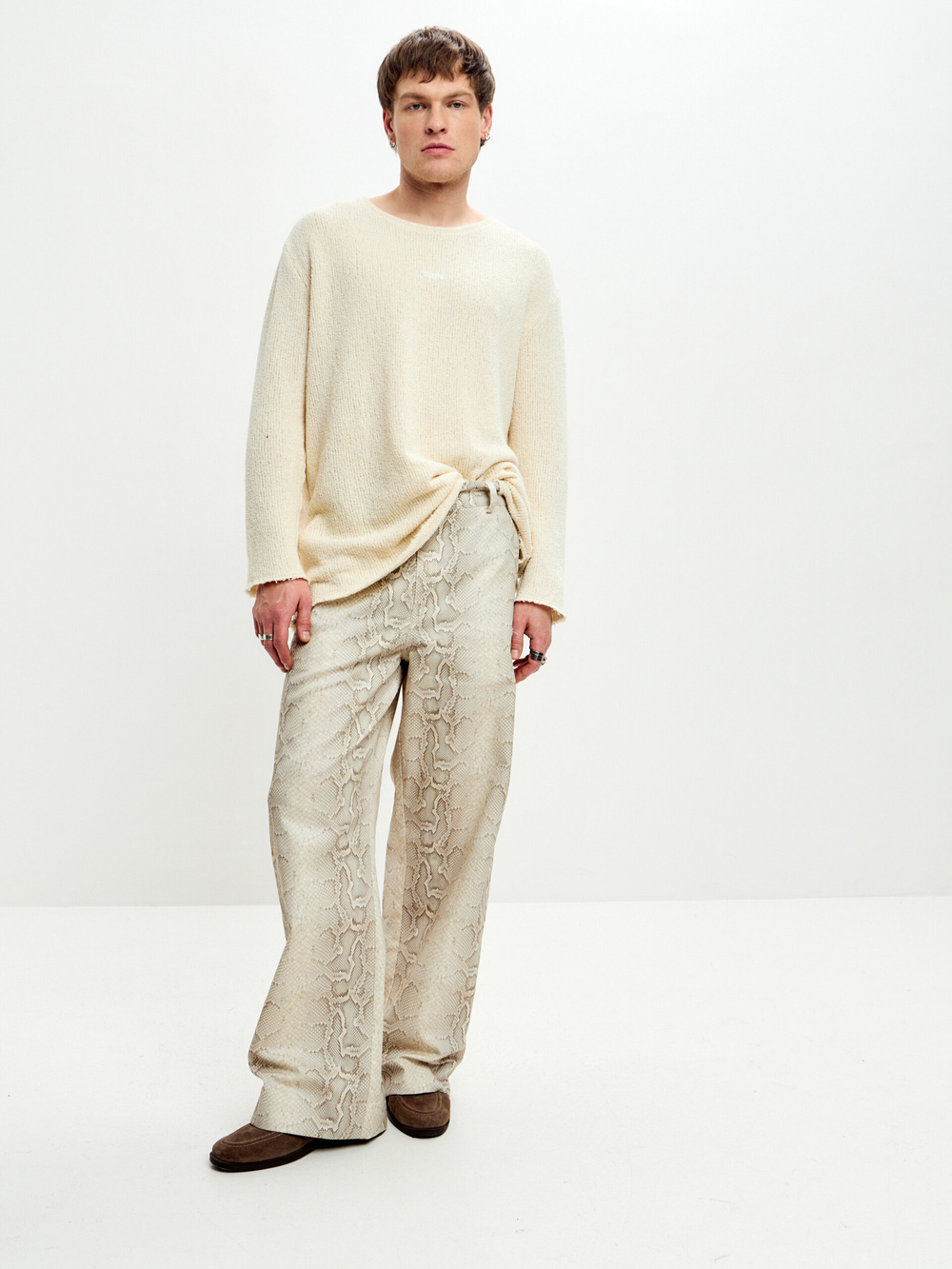 Лонгслив из зернистого трикотажа