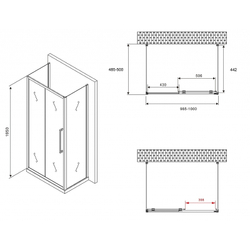 Душевой уголок Abber Schwarzer Diamant 100x50 AG30100MH-S50M-S50M профиль Хром стекло матовое