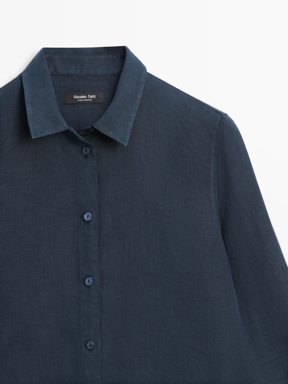 Massimo Dutti Свободная рубашка из 100% льна, темно-синий
