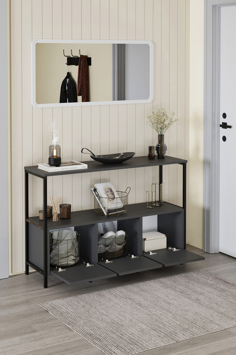 Консоль с откидной дверцей - антрацит