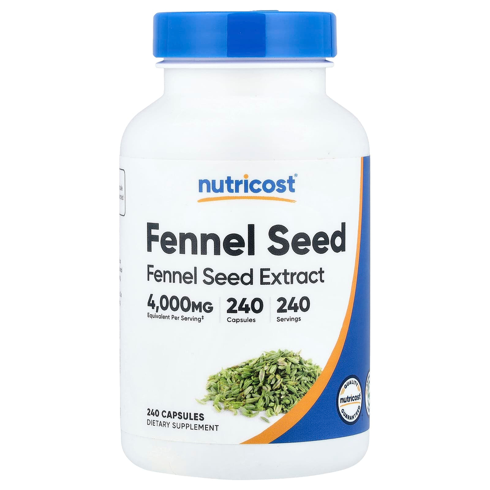 Nutricost, семена фенхеля, 240 капсул (200 мг в 1 капсуле)
