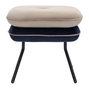 Пуф pea, велюр, бежевый/темно-синий