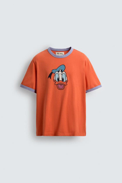 ZARA HARRY LAMBERT X DISNEY ФУТБОЛКА DONALD DUCK, КРАСНЫЙ