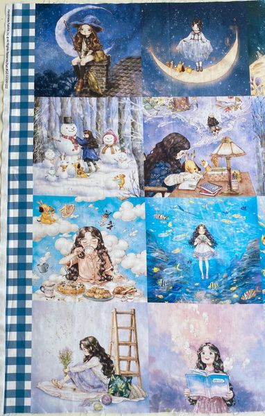 КУПОН Девочка и песик с рожками AEPPOL, 4 ряда - 16 картинок , 100% хлопок Handmade Fabrics 5