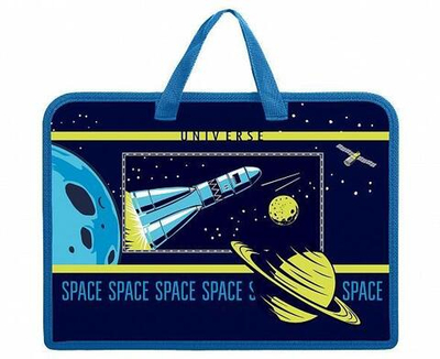 Папка для тетрадей А4ф с ручками пластиковая на молнии "Космические сны" (Хатбер)