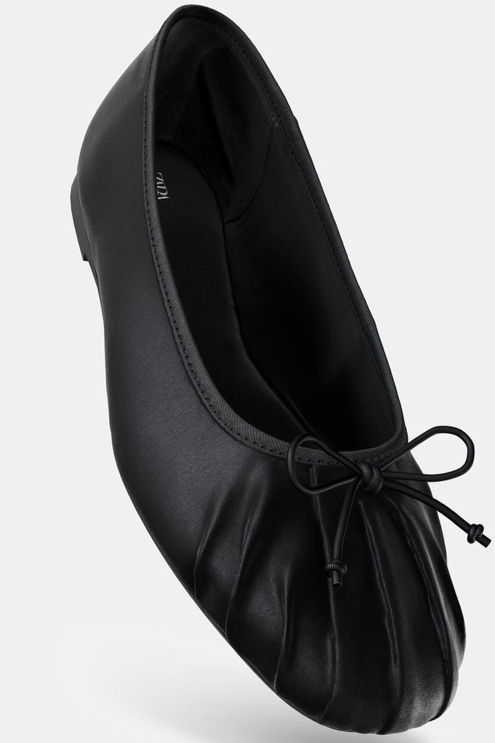 ZARA АТЛАСНЫЕ БАЛЕТКИ С БАНТОМ, ЧЕРНЫЙ