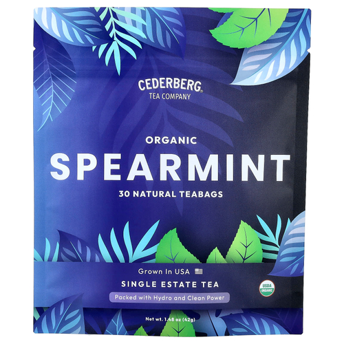 Cederberg Tea Co, Одноместный чай, органическая кудрявая мята, без кофеина, 30 натуральных чайных пакетиков, 42 г (1,48 унции)