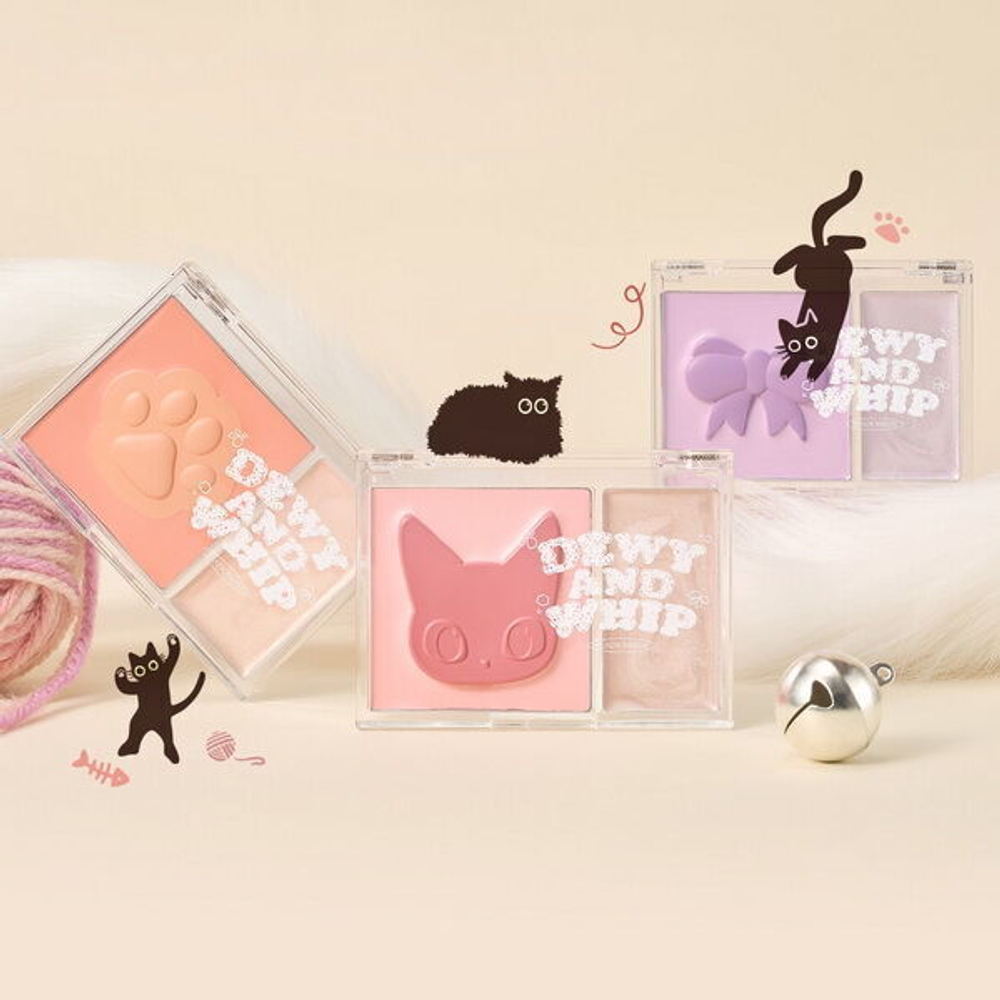 Палетка для сияния кожи кремовые румяна+хайлайтер Black Rouge Dewy Whip Cheek And Beam #DW01 Strawberry, 11.5г