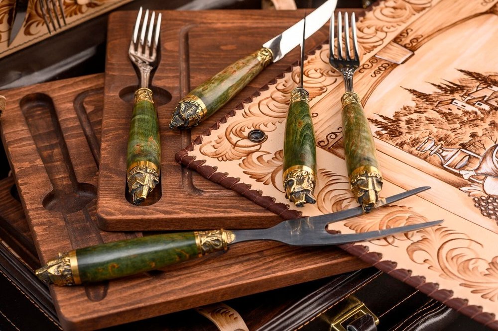 Набор для стейков №4, Карельская береза