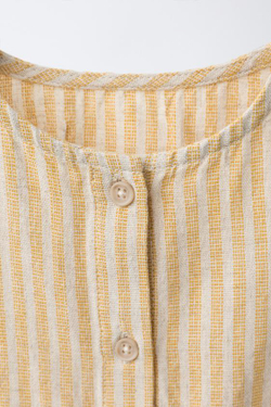 ZARA КОМБИНЕЗОН В ПОЛОСКУ ИЗ ХЛОПКА И ЛЬНА, ОХРА