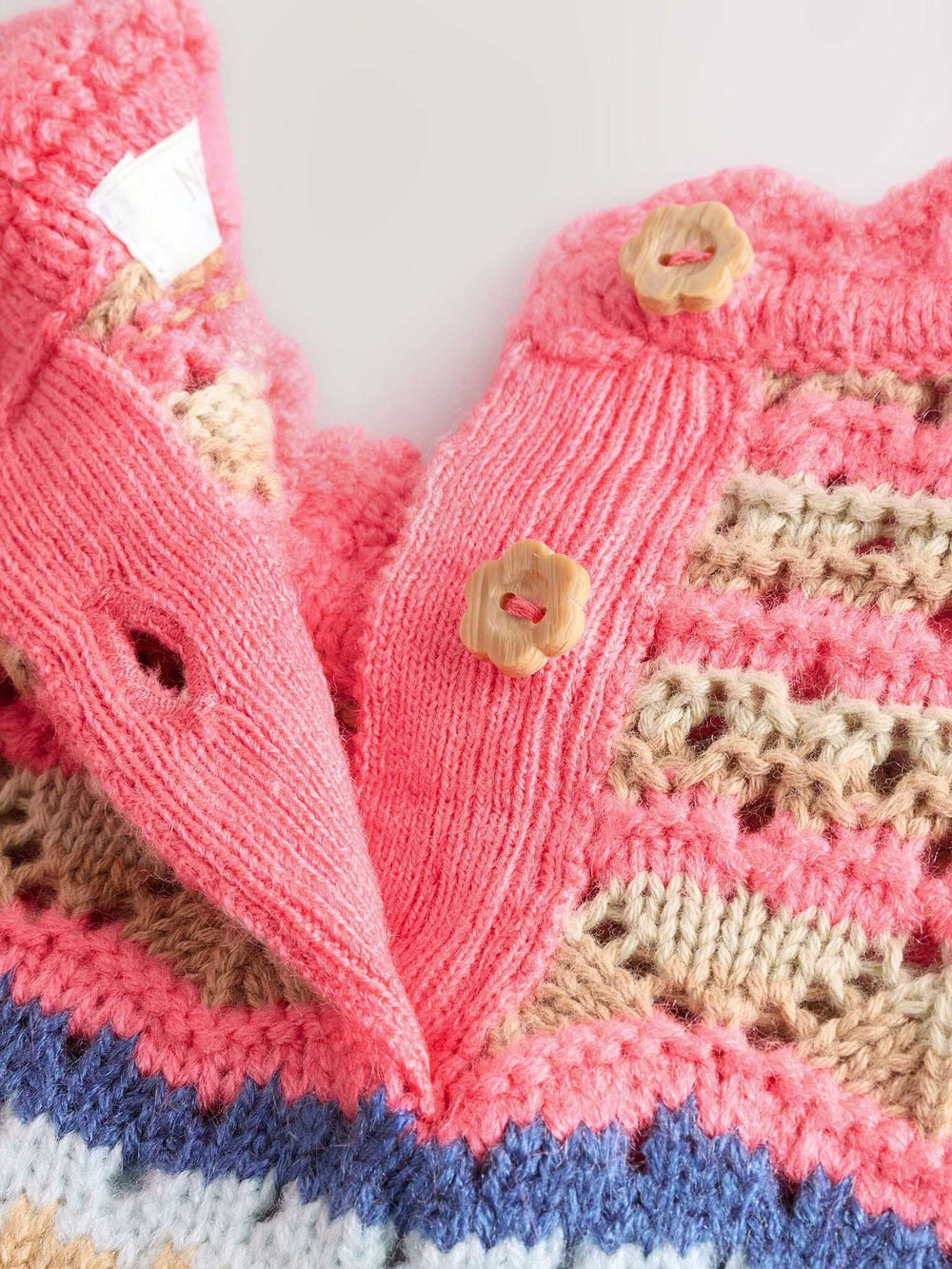 Лонгслив вязаный и брюки широкие в комплекте для девочки Next E25-163, Розовый, Голубой