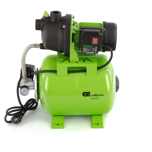 Насосная станция НС650-П, 650 Вт, напор 37 м, 3200 л/ч, ресивер 19 л Сибртех