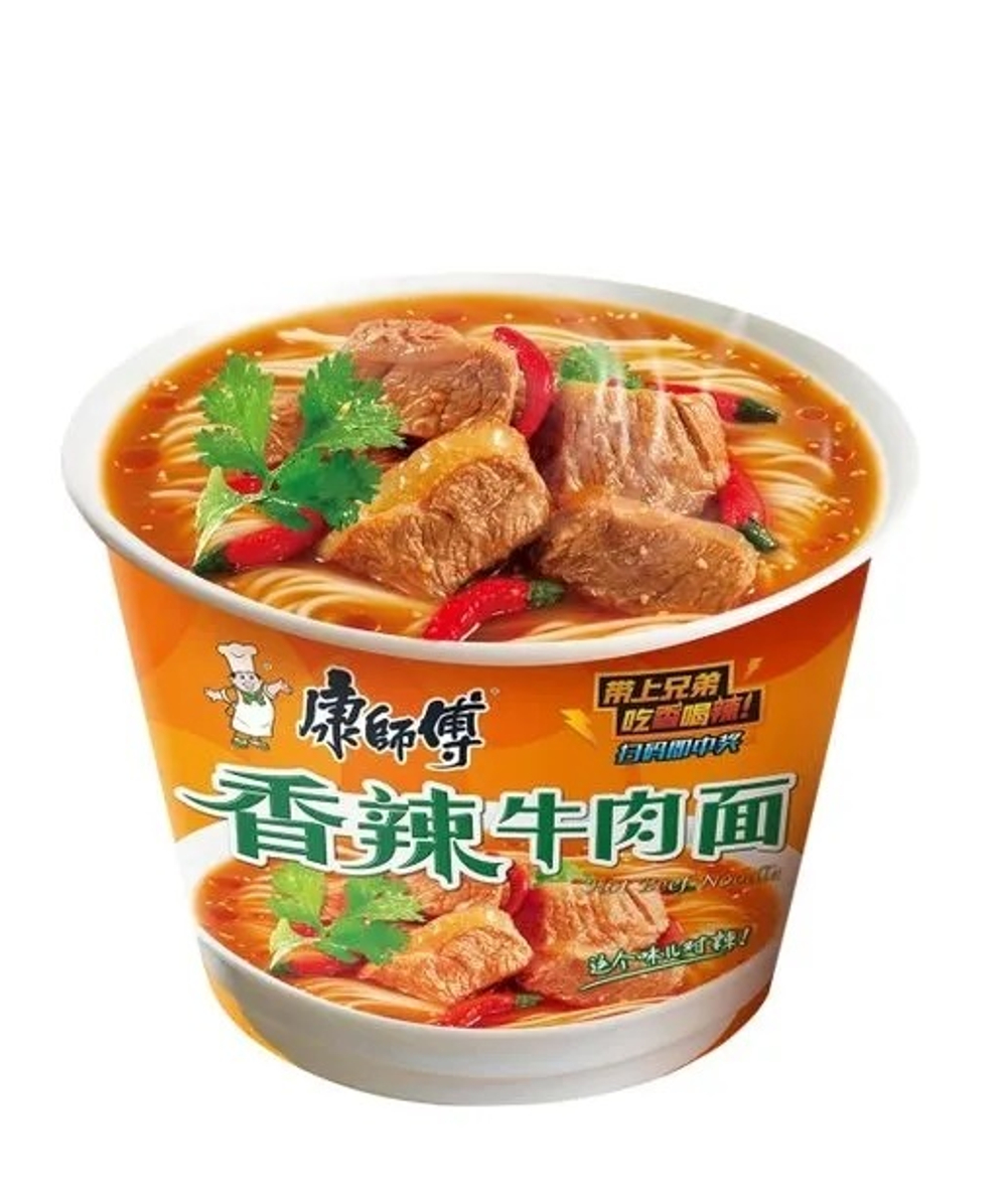 Лапша Kangshifu в стакане со вкусом пряной острой говядины, 111г.