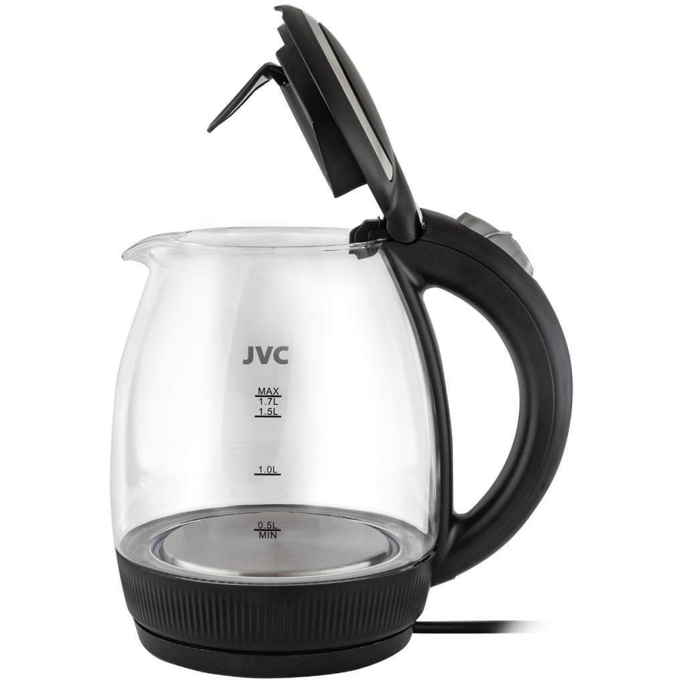 Чайник электрический JVC, JK-KE1516, чер, 1.7 л, 2200 Вт, ск нагр элем, стекло