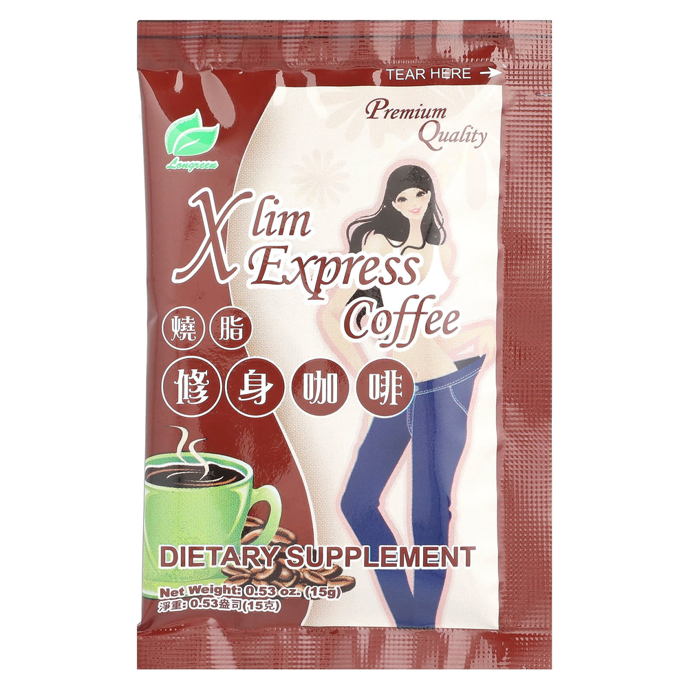 Longreen, Xlim Express, кофе, 10 пакетиков, 150 г (5,3 унции)