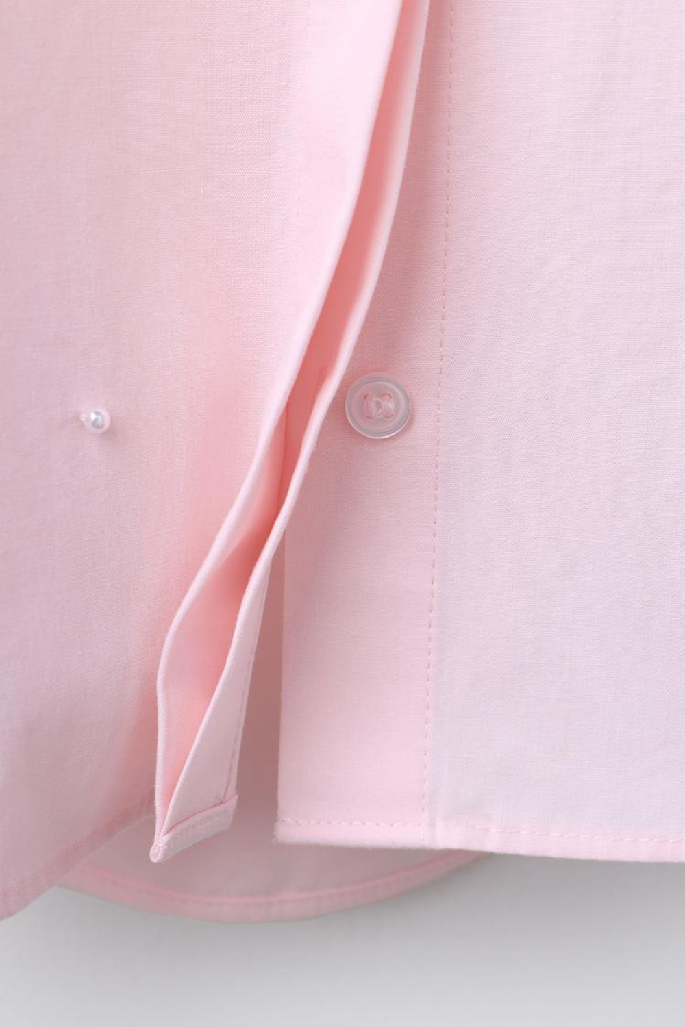 ZARA РУБАШКА ИЗ ПОПЛИНА С БАНТОМ И БУСИНАМИ, РОЗОВЫЙ