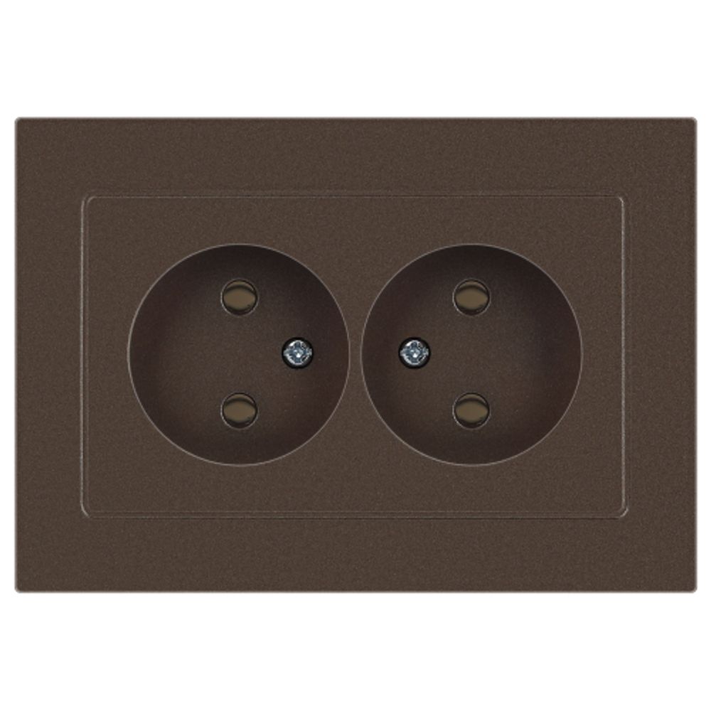 Розетка Intro Accent 6-204-08 двойная 2х2P 16А-250В IP20 СУ AL/CU бронза