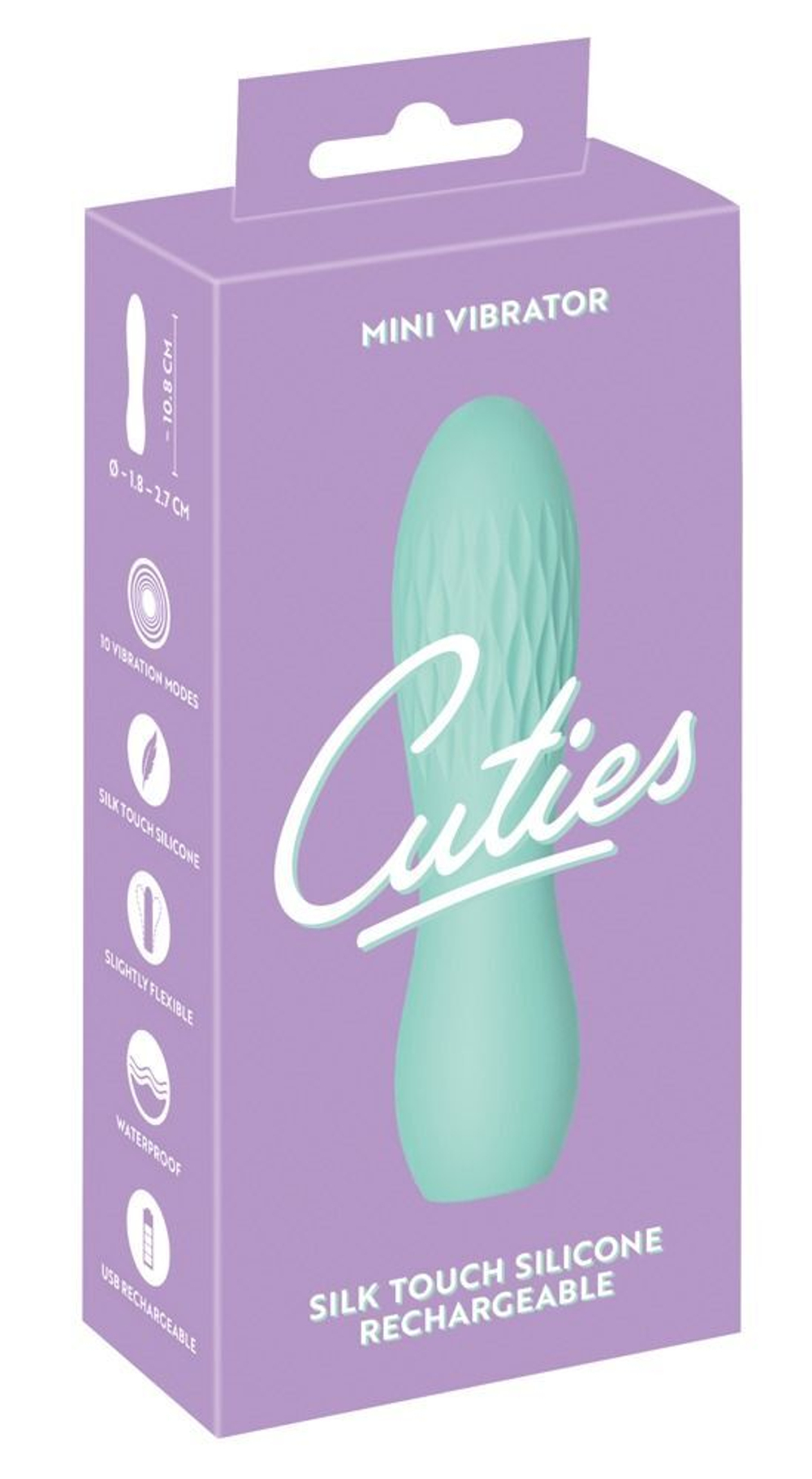 Зеленый мини-вибратор Cuties - 10,8 см.