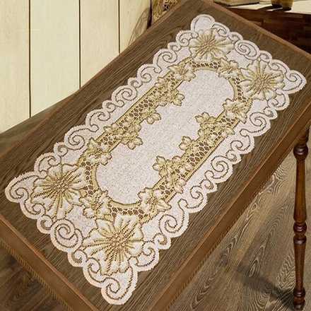 Дорожка жаккардовая, прямоугольная, 40*90 см, цвет: кремово-золотистый, Польша.