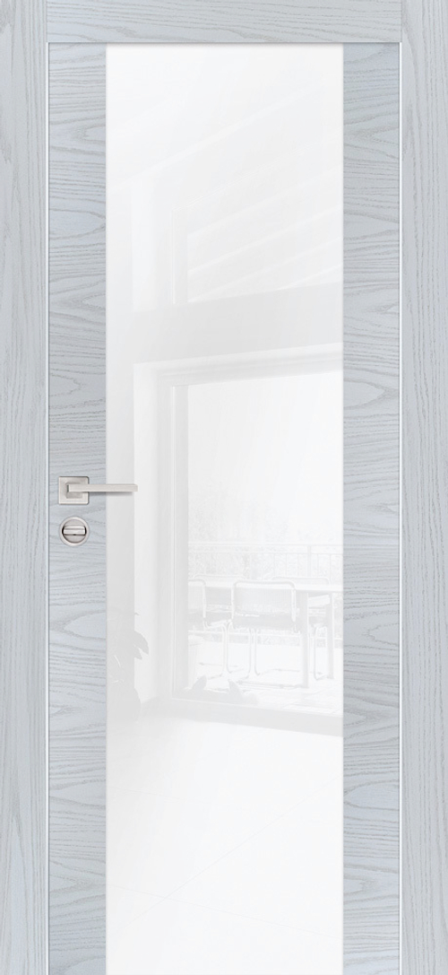 Дверь PX-7 AL кромка с 2-х ст. / Цвет Дуб скай серый / белоснежный лакобель / Двери PROFILO PORTE