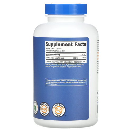 Nutricost, витамин C, 500 мг, 240 капсул
