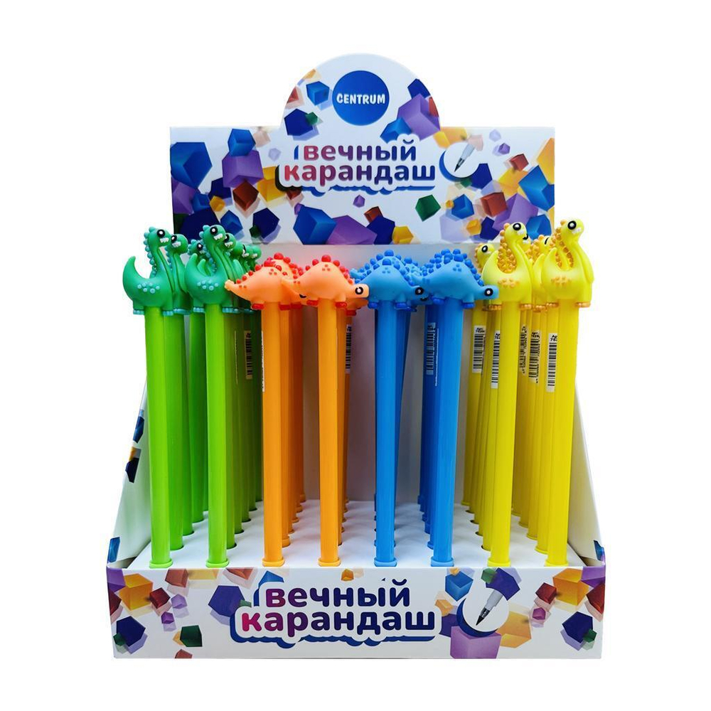 Карандаш вечный 0,7мм. "Динозавры" микс 4 вида (Центрум)