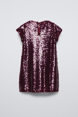 ZARA ПЛАТЬЕ С ПАЙЕТКАМИ, ЦВЕТ БУРГУНДСКОГО ВИНА