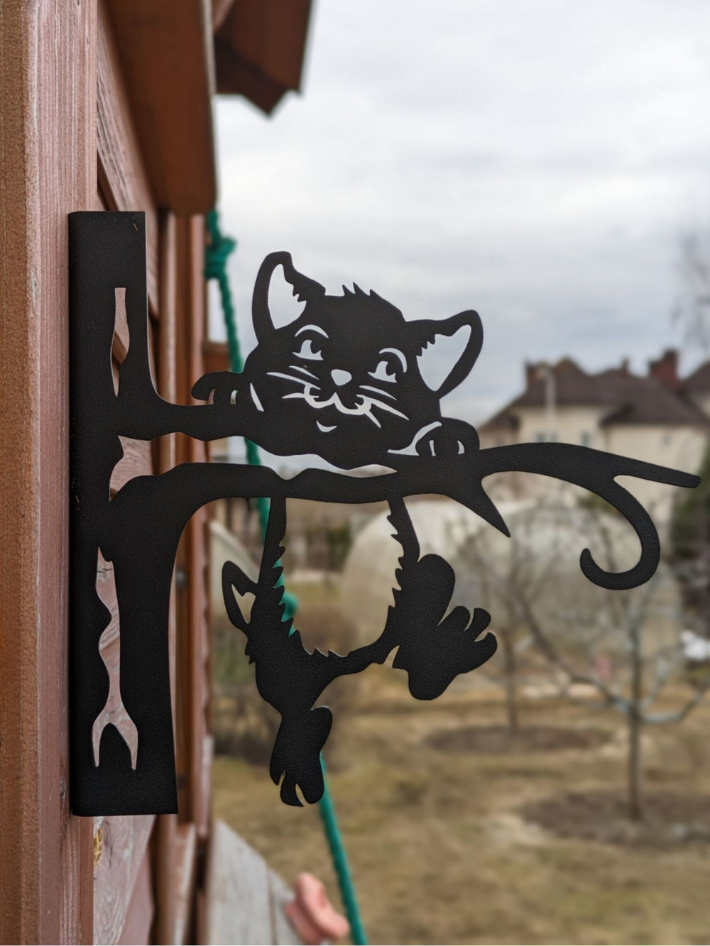 Кронштейн для кашпо Кот на дереве, кашпо подвесное, держатель для цветов