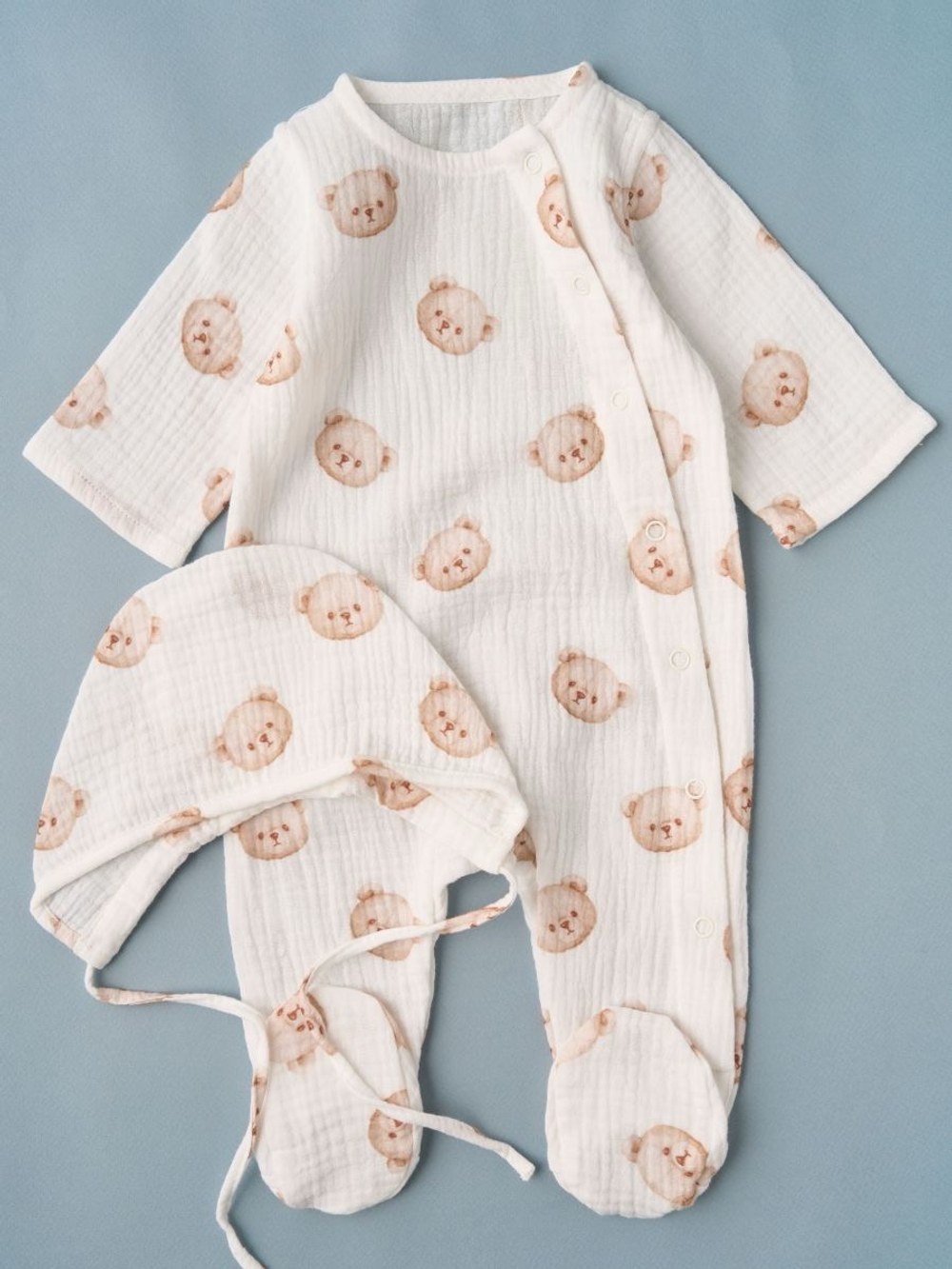 Комбинезон и чепчик "Мишки", Крем