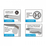 Насадка для двойного проникновения с вибрацией Pleasure X Tender (19,8*4,2) коричневый