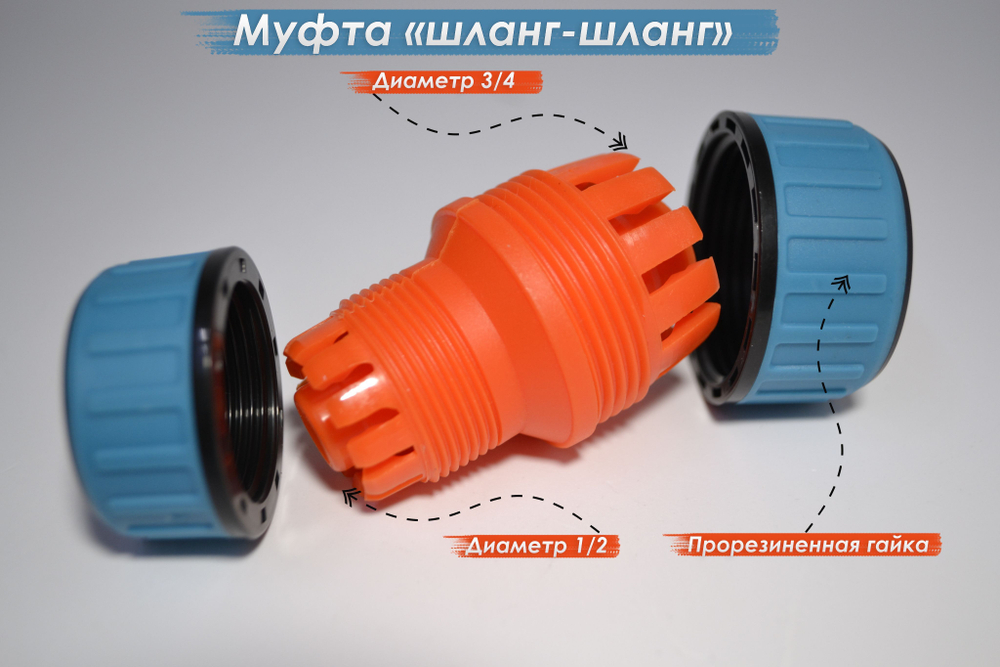 Муфта переходная соединительная 3/4 на 1/2 GRINDA PROLine TM-X для соединения садового, поливочного шланга с разными диаметрами/из ударопрочного пластика с TPR