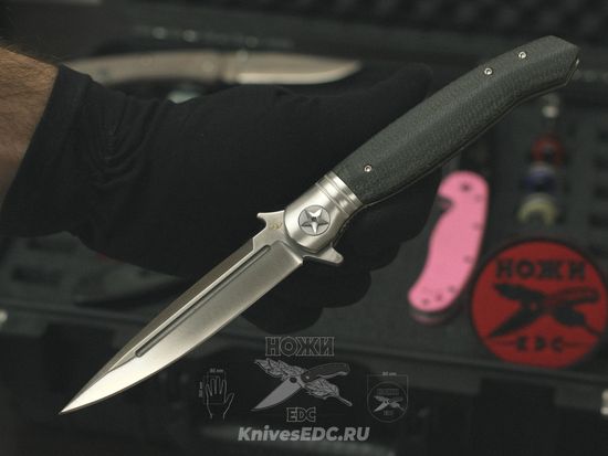 Складной нож REPTILIAN НКВД-03-2 c клинком из стали D2, рукоять микарта