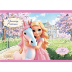 Альбом для рисования 28,5 *19,0 см., 12л., Alingar, на скрепке, мелованный картон (стандарт), 100 г/м2, "Принцессы", 4 дизайна в пленке т/у