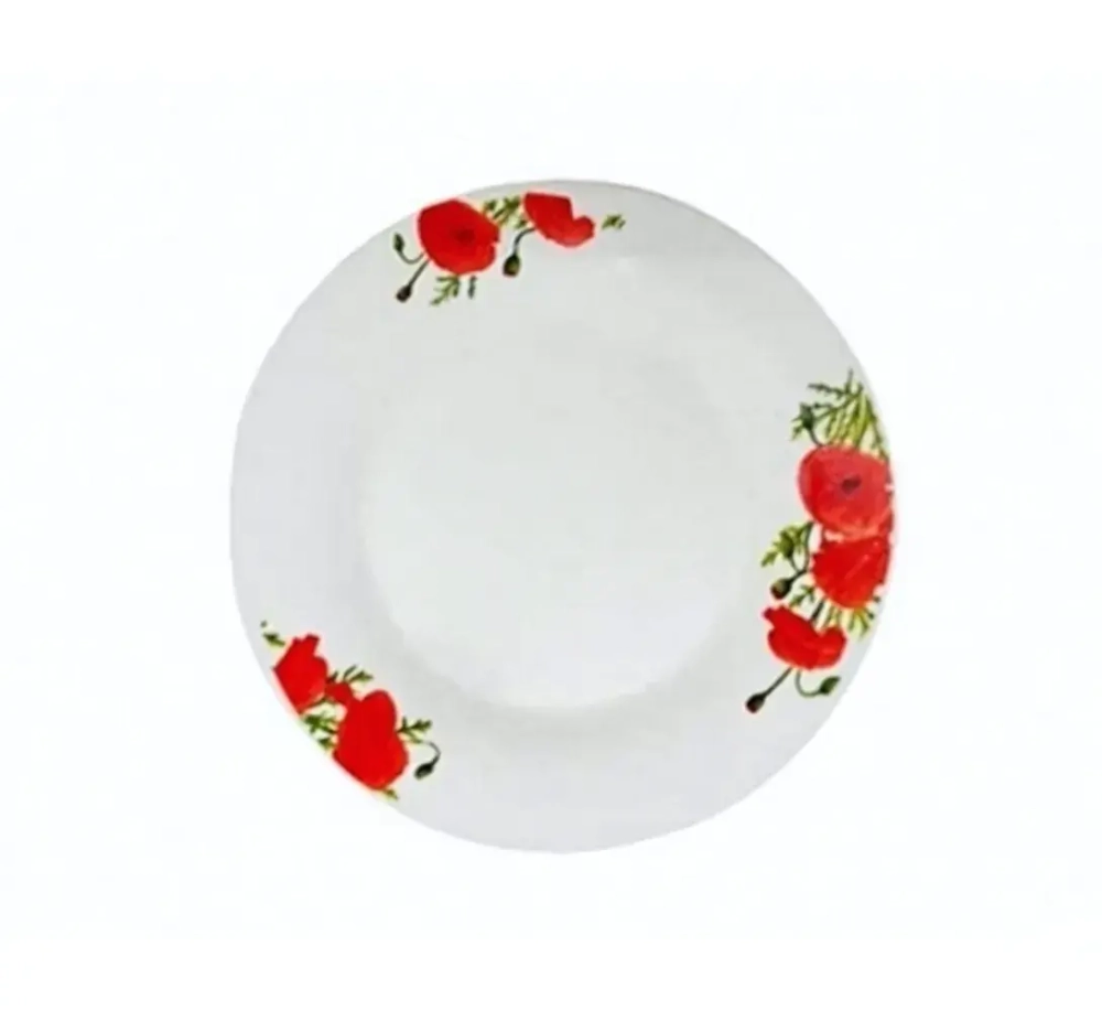 Тарелка фарфоровая обеденная 20см «Маки»