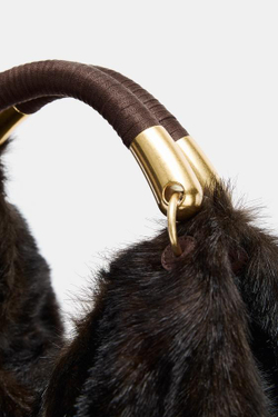 ZARA БОЛЬШАЯ СУМКА ИЗ ИСКУССТВЕННОГО МЕХА, КОРИЧНЕВЫЙ