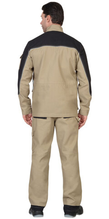 Куртка "ВЕСТ-ВОРК" удлиненная, бежевая с черным (ЧЗ)